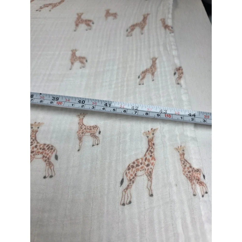 Lolly Banks Cotton Muslin Swaddle Blanket Giraffe Print White Boho Neutral Kids